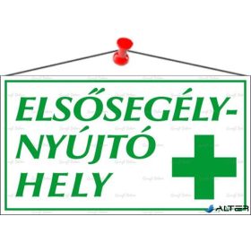   Információs tábla, 22,5x12,5 cm, 'Elsősegélynyújtó hely'