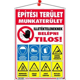   Információs tábla, 35x25 cm, 'Építési terület!'