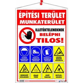   Információs tábla, 50x35 cm, 'Építési terület!'