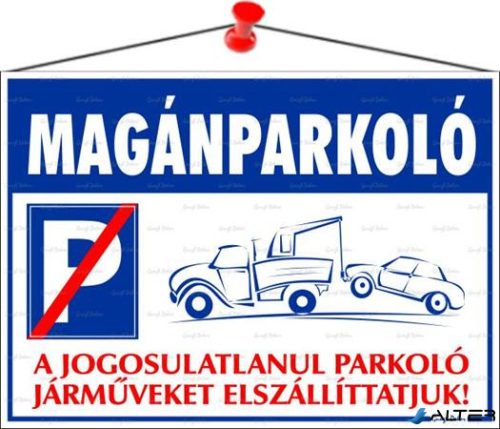 Információs tábla, 35x25 cm, "Magánparkoló"