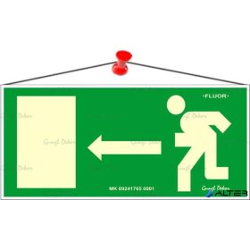   Információs tábla, 25x11,5 cm, fluoreszkáló, utánvilágítós, 'Menekülési irány balra'
