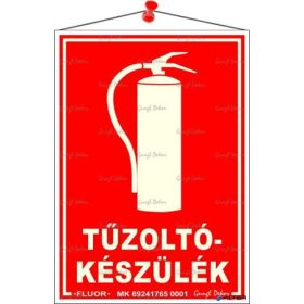   Információs tábla, 12,5x17,5 cm, fluoreszkáló, utánvilágítós, 'Tűzoltókészülék'