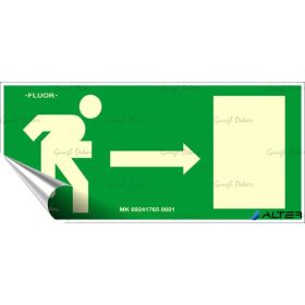   Információs matrica, 25x11,5 cm, fluoreszkáló, utánvilágítós, 'Menekülési irány jobbra'