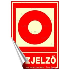   Információs matrica, 12,5x17,5 cm, fluoreszkáló, utánvilágítós, 'Tűzjelző'