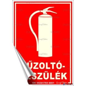   Információs matrica, 12,5x17,5 cm, fluoreszkáló, utánvilágítós, 'Tűzoltókészülék'