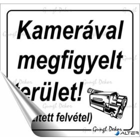   Információs matrica, 8,7x8,3 cm, 'Kamerával megfigyelt terület'