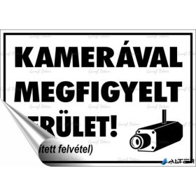   Információs matrica, 11,6x16,6 cm, "Kamerával megfigyelt terület"
