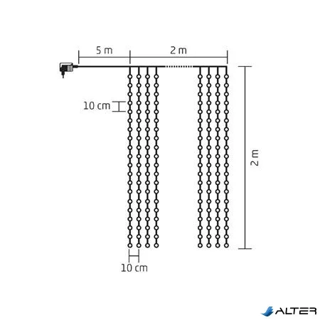 Fényfüggöny, kültéri, 400 db microLED, hidegfehér, 2x2 m, HOME