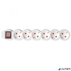   Elosztósor, 6 csatlakozóaljzat, 1,5 m kábelhosszúság, kapcsolóval, HOME, fehér