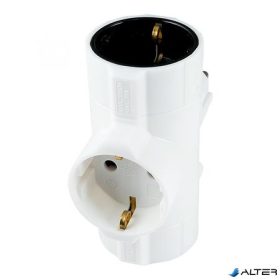 T elosztó, álló, 3 földelt aljzat, HOME, fehér