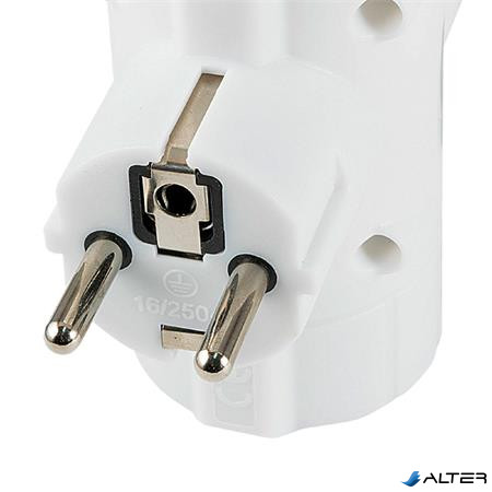 T elosztó, álló, 3 földelt aljzat, HOME, fehér