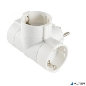 T elosztó, fekvő, 3 földelt aljzat, HOME, fehér