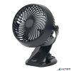 Hordozható mini ventilátor, csíptetővel, akkumulátoros, 10 cm, HOME, fekete