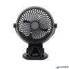 Hordozható mini ventilátor, csíptetővel, akkumulátoros, 10 cm, HOME, fekete