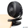 Hordozható mini ventilátor, csíptetővel, akkumulátoros, 10 cm, HOME, fekete