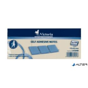   Öntapadó jegyzettömb, 50x40 mm, 100 lap, VICTORIA OFFICE, sárga