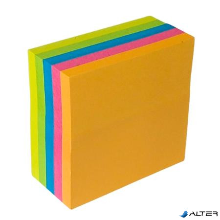 Öntapadó jegyzettömb, 50x50 mm, 250 lap, VICTORIA OFFICE, neon