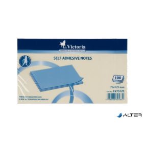   Öntapadó jegyzettömb, 75x125 mm, 100 lap, VICTORIA OFFICE, sárga
