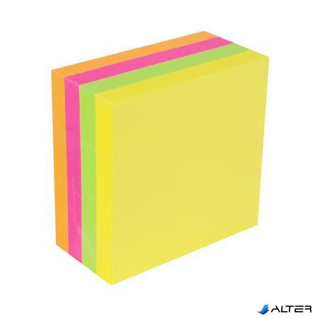 Öntapadó jegyzettömb, 75x75 mm, 400 lap, VICTORIA OFFICE, neon