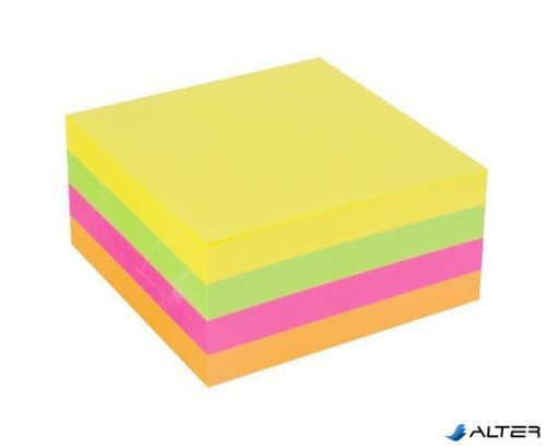 Öntapadó jegyzettömb, 75x75 mm, 400 lap, VICTORIA OFFICE, neon