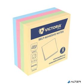   Öntapadó jegyzettömb, 75x75 mm, 400 lap, VICTORIA OFFICE, pasztell