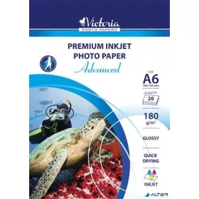   Fotópapír, tintasugaras, A6, 180 g, fényes, VICTORIA PAPER "Advanced"