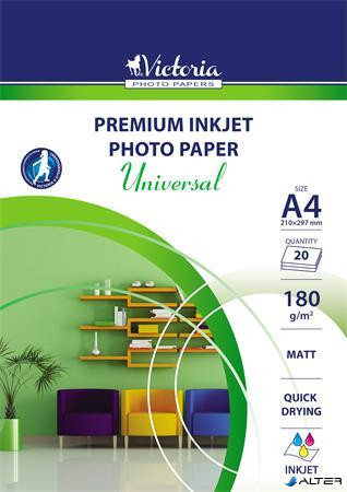 Fotópapír, tintasugaras, A4, 180 g, matt, VICTORIA PAPER 'Universal'