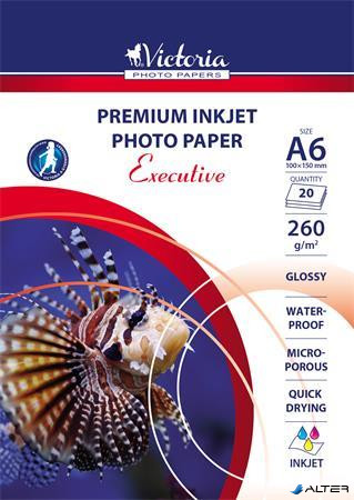 Fotópapír, tintasugaras, A6, 260 g, magasfényű, VICTORIA PAPER 'Executive'