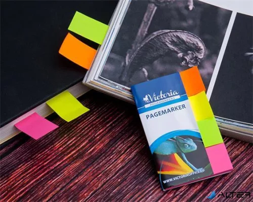 Jelölőcímke, papír, 4x40 lap, 20x50 mm, VICTORIA OFFICE, vegyes szín