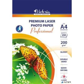   Fotópapír, lézer, A4, 200 g, fényes, kétoldalas, VICTORIA PAPER "Professional"
