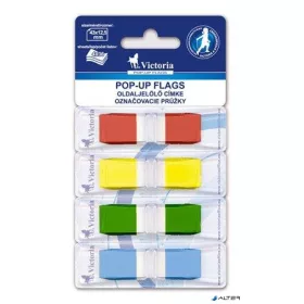   Jelölőcímke, műanyag, 4x36 lap, 43x12,5 mm, VICTORIA OFFICE, vegyes szín