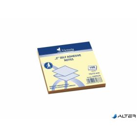   Öntapadó jegyzettömb, "Z", 75x75 mm, 100 lap, VICTORIA OFFICE, sárga