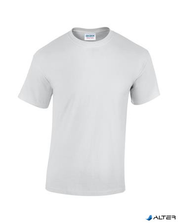 Póló, férfi, környakú, 100% pamut, XL méret "Gildan", fehér