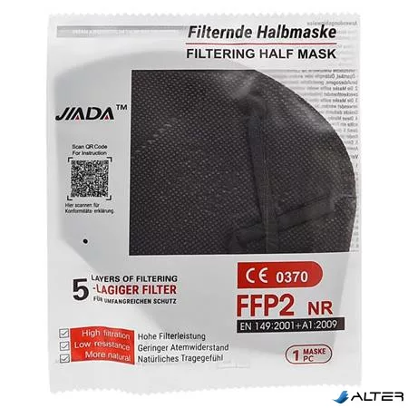 Maszk, FFP2, 5 rétegű, 20 db, fekete