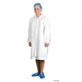   Látogató köpeny, egyszer használatos, polipropilén, M méret, fehér, 10 db