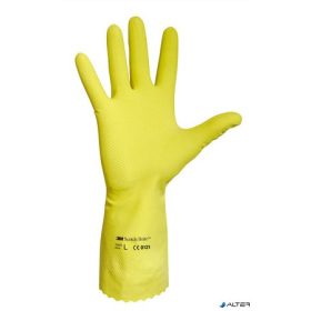 Védőkesztyű, latex, 7-es méret, sárga