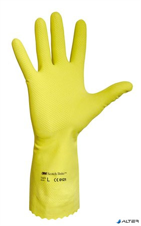 Védőkesztyű, latex, 7-es méret, sárga