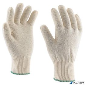 Védőkesztyű, kötött, pamut, 7-es méret, fehér
