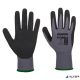 Védőkesztyű, nitril, M méret "Dermiflex Aqua", szürke-fekete