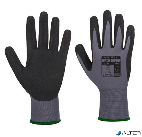 Védőkesztyű, nitril, XL méret "Dermiflex Aqua", szürke-fekete