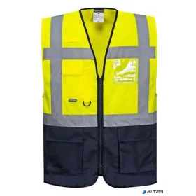   Vezetői mellény, jól láthatósági, XL méret "Warsaw", narancssárga-tengerészkék