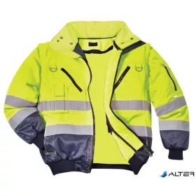   Munkavédelmi kabát, jól láthatósági, 3 az 1-ben, L méret " Hi-Vis", sárga-tengerészkék