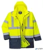 Munkavédelmi kabát, jól láthatósági, 3 az 1-ben, L méret " Hi-Vis", sárga-tengerészkék