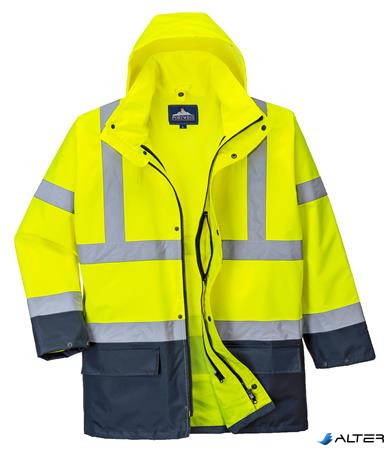 Munkavédelmi kabát, jól láthatósági, 3 az 1-ben, L méret " Hi-Vis", sárga-tengerészkék