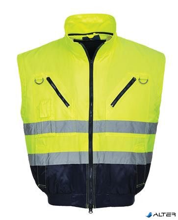 Munkavédelmi kabát, jól láthatósági, 3 az 1-ben, XL méret " Hi-Vis", sárga-tengerészkék