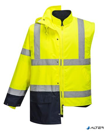 Munkavédelmi kabát, kéttónusú, 5 az 1-ben, M méret 'Essential', sárga-tengerészkék