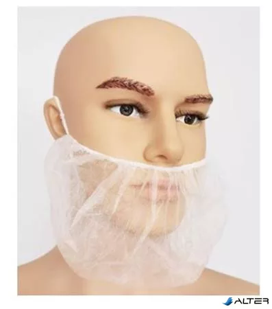 Szakállvédő, egyszer használatos, gumis, polipropilén, 100 db, fehér