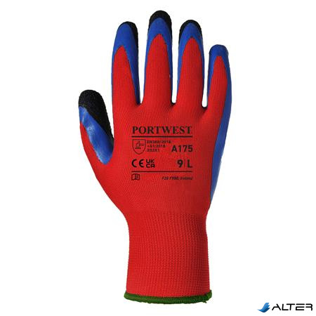 Védőkesztyű, latex, L méret "Duo-Flex", piros-kék