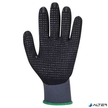 Védőkesztyű, nylon, nitrilhab, XL méret "DermiFlex Ultra Plus", szürke-fekete