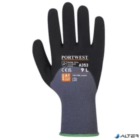   Védőkesztyű, nylon, nitrilhab, L méret "DermiFlex Ultra Plus", szürke-fekete